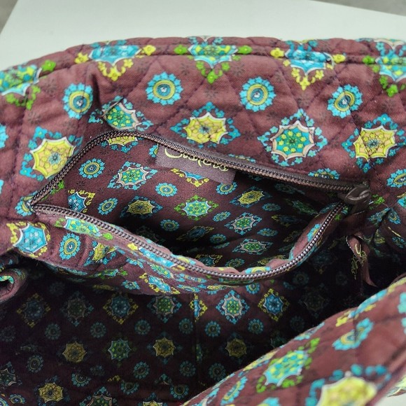 Longaberger Sisters Lexie Quilted Reversible Tote & Makeup Bag Adorn Brown Green - Picture 10 of 16